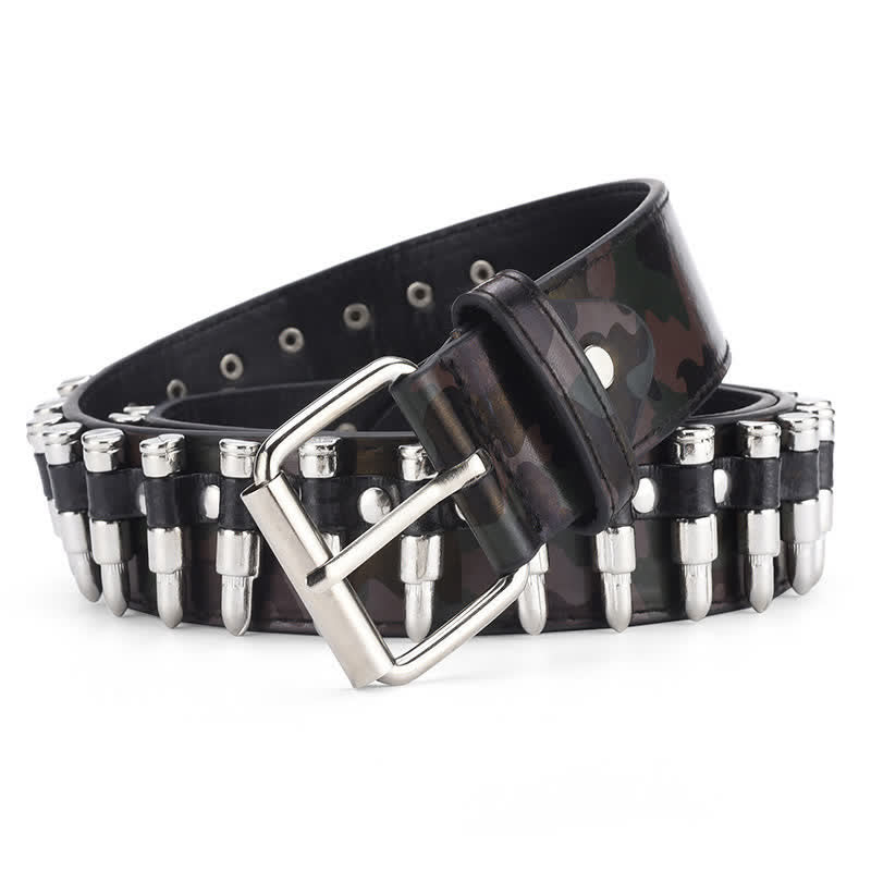 Camouflage Rock Wild Bullet Rivets Ledergürtel
