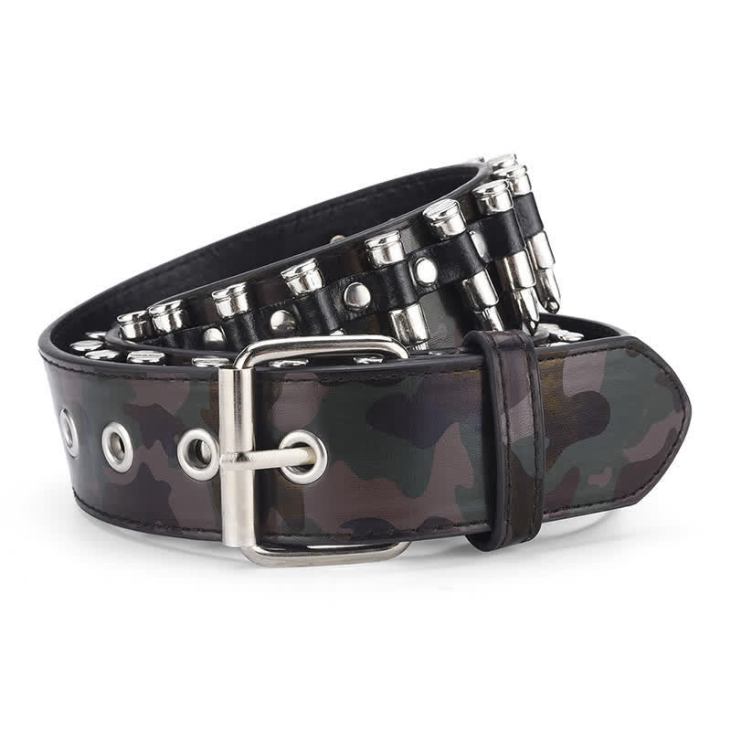 Camouflage Rock Wild Bullet Rivets Ledergürtel