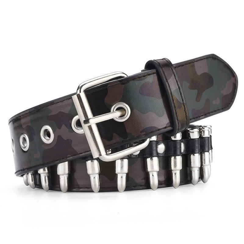 Camouflage Rock Wild Bullet Rivets Ledergürtel