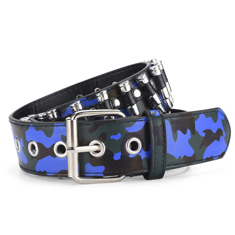 Camouflage Rock Wild Bullet Rivets Ledergürtel