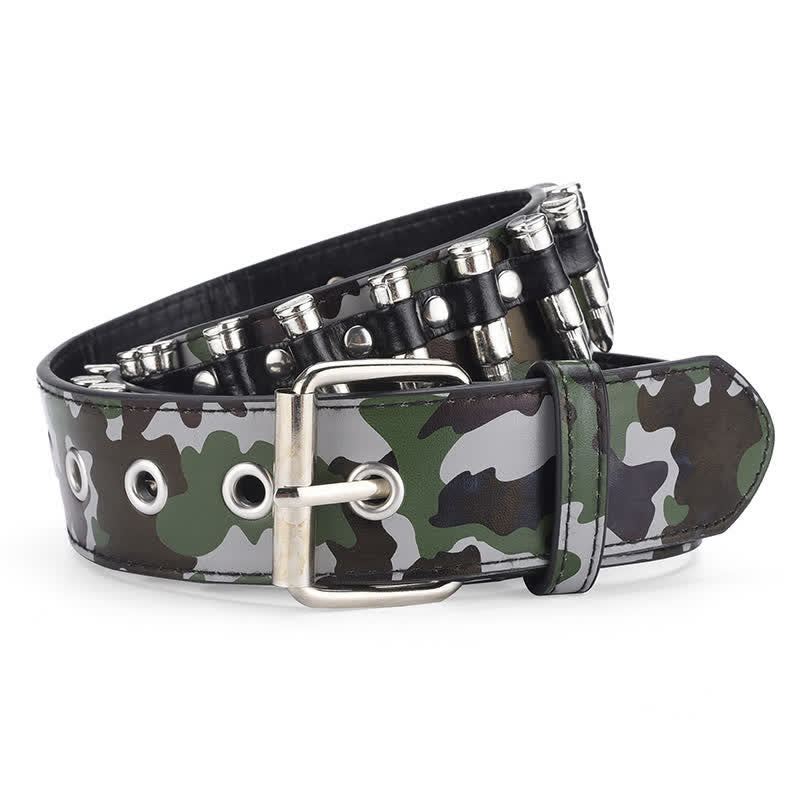 Camouflage Rock Wild Bullet Rivets Ledergürtel