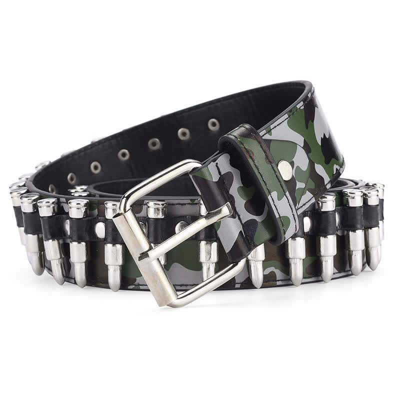 Camouflage Rock Wild Bullet Rivets Ledergürtel