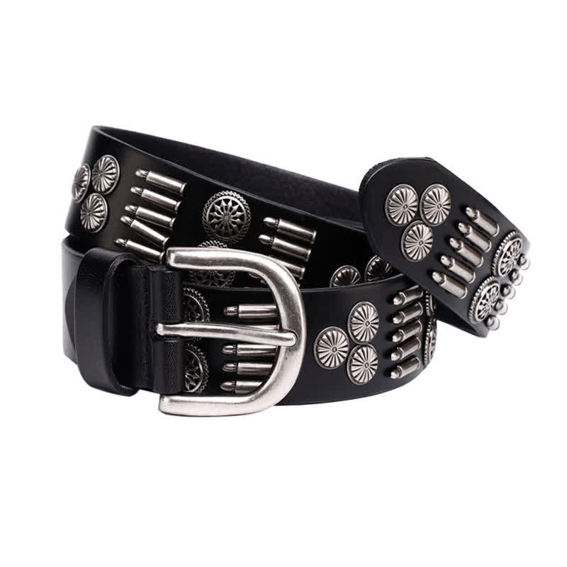 Fashion Punk Rock Metall Bullet Nieten Leder Gürtel