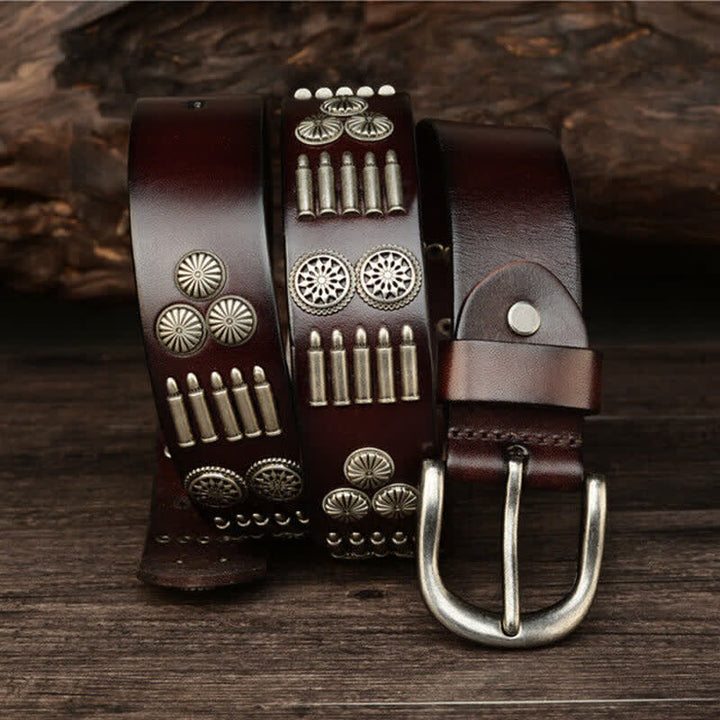 Fashion Punk Rock Metall Bullet Nieten Leder Gürtel