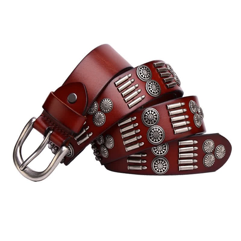 Fashion Punk Rock Metall Bullet Nieten Leder Gürtel