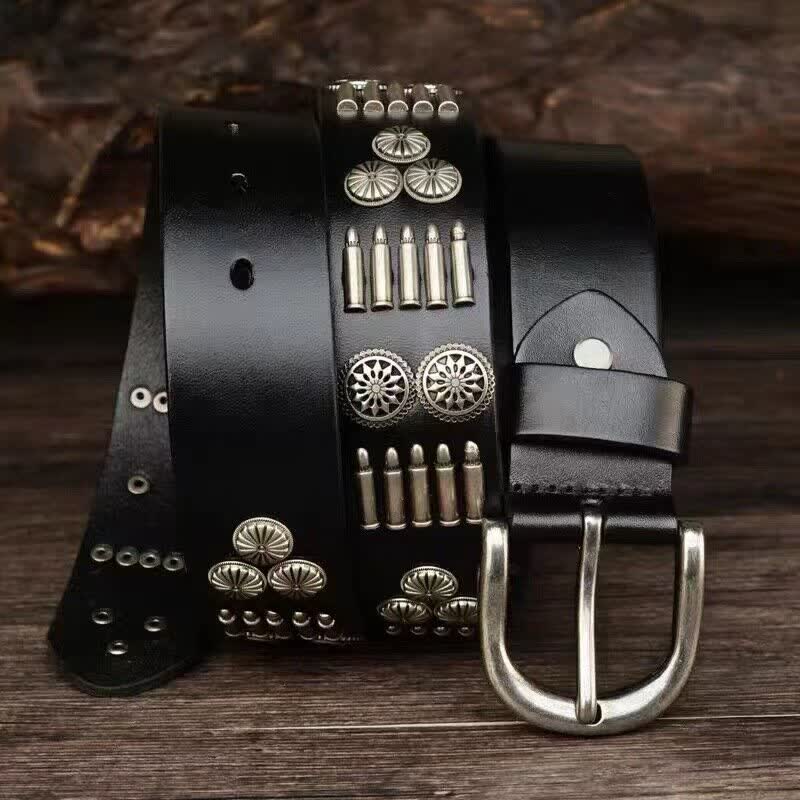 Fashion Punk Rock Metall Bullet Nieten Leder Gürtel