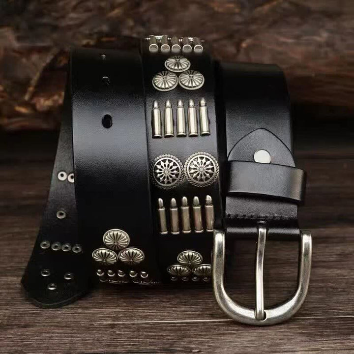 Fashion Punk Rock Metall Bullet Nieten Leder Gürtel