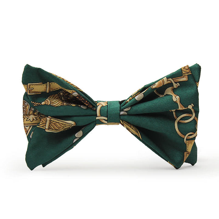 Herren Retro Grünes Gold Royal Court Print Fliege