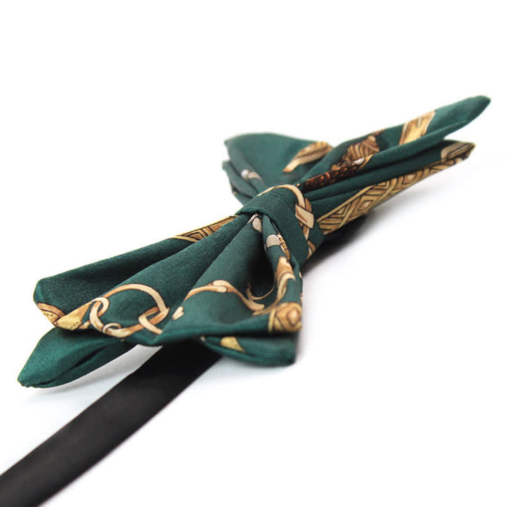 Herren Retro Grünes Gold Royal Court Print Fliege