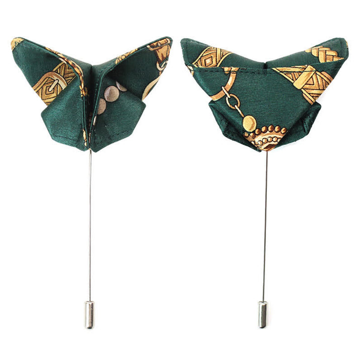 Herren Retro Grünes Gold Royal Court Print Fliege