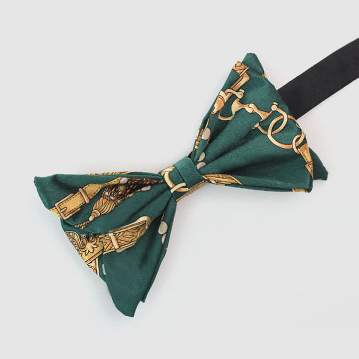 Herren Retro Grünes Gold Royal Court Print Fliege