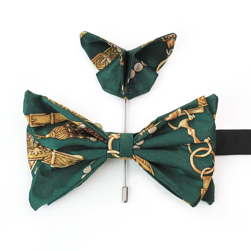 Herren Retro Grünes Gold Royal Court Print Fliege