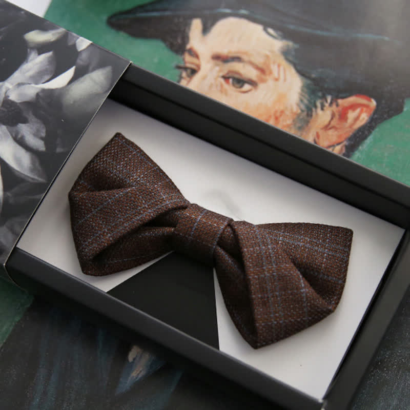 Britischer Stil Herren Vintage Dunkelbraun Karierter Fliegen