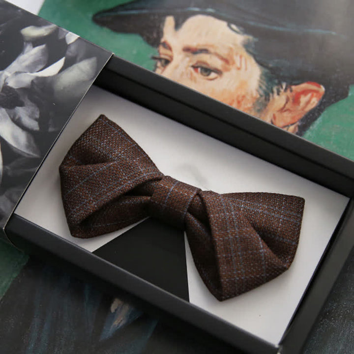 Britischer Stil Herren Vintage Dunkelbraun Karierter Fliegen