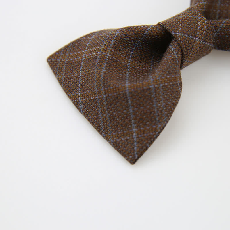 Britischer Stil Herren Vintage Dunkelbraun Karierter Fliegen