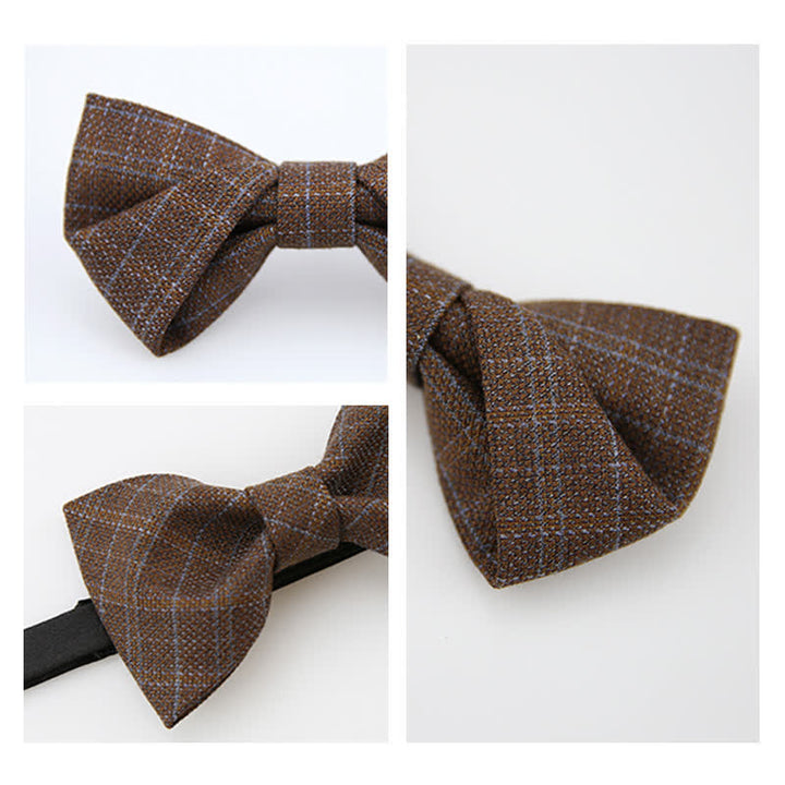 Britischer Stil Herren Vintage Dunkelbraun Karierter Fliegen