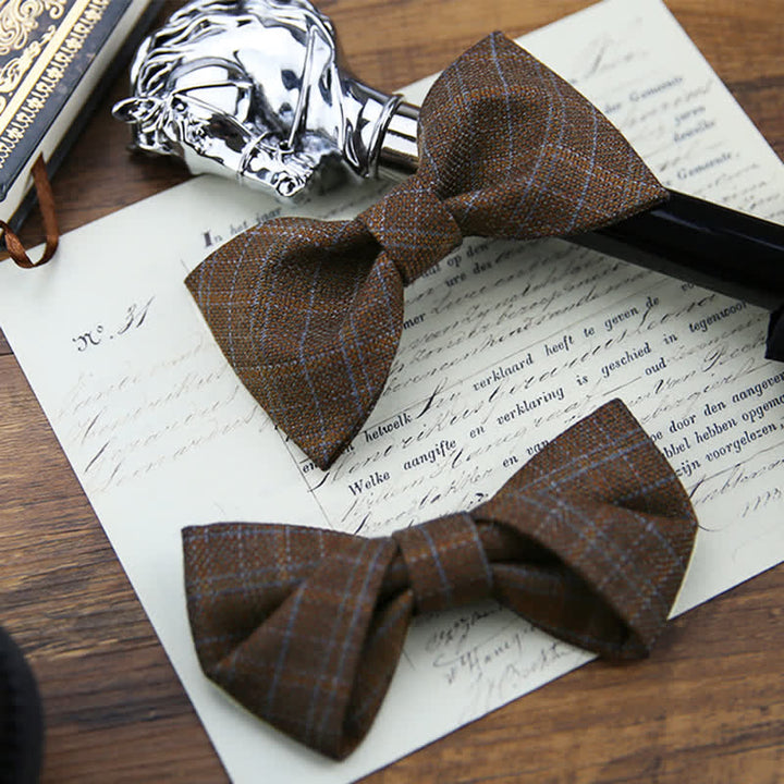 Britischer Stil Herren Vintage Dunkelbraun Karierter Fliegen