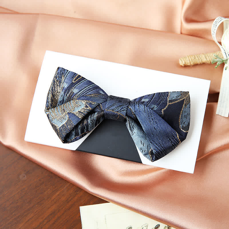 Herren Blau Gold Helle Florale Jacquard Fliege