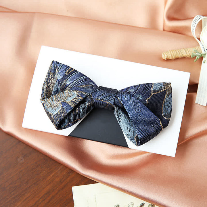 Herren Blau Gold Helle Florale Jacquard Fliege