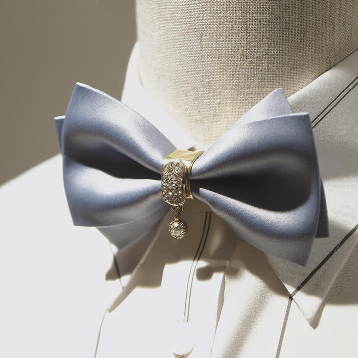 Männer Haze Blue Strass Gold Dekor Fliege
