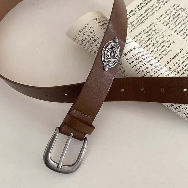 Damen Ledergürtel mit Concho-Nieten und Metalldekoration