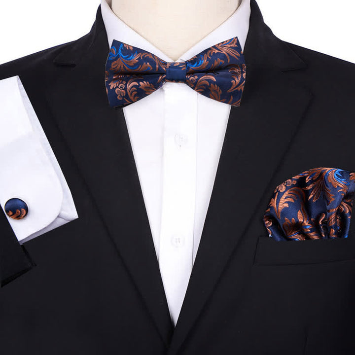 3-teiliges formelles Jacquard-Paisley-Einstecktuch-Fliege-Set für Herren