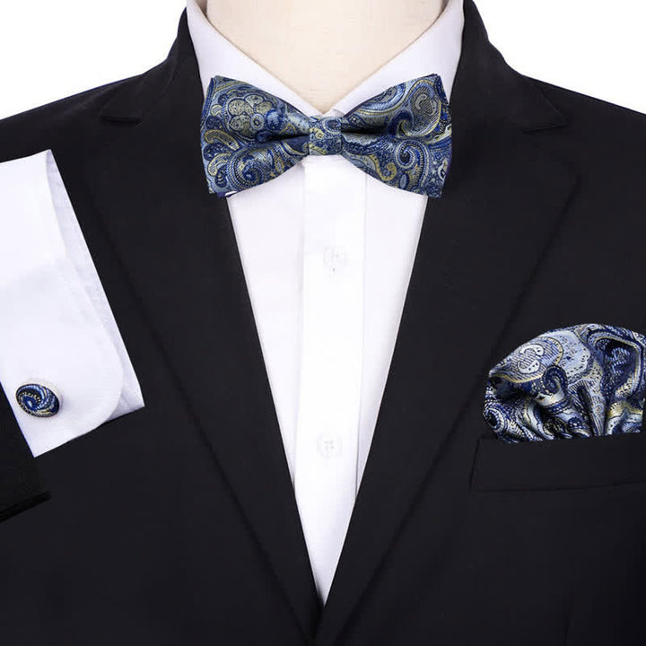 3-teiliges formelles Jacquard-Paisley-Einstecktuch-Fliege-Set für Herren
