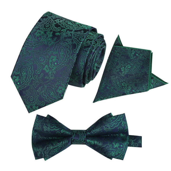 3-teiliges Herren-Set mit Einstecktuch und Fliege im Fantasy-Paisley-Muster