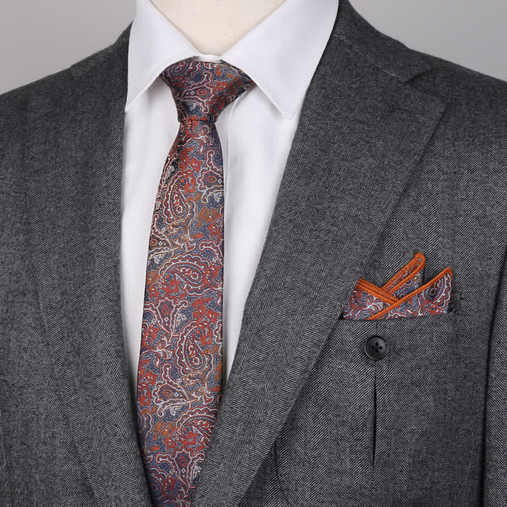 3-teiliges Herren-Set mit Einstecktuch und Fliege im Fantasy-Paisley-Muster