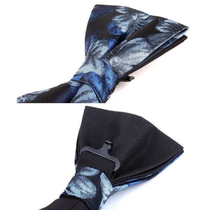 2 Stück Herren Blau Marineblau Blumenkopf-Krawatten-Set