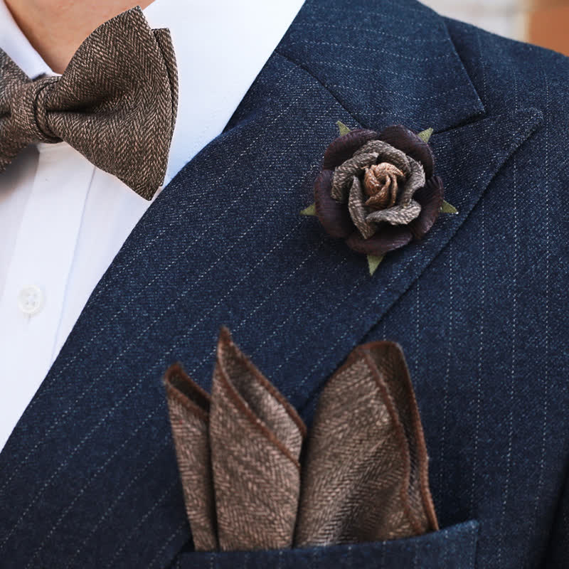 Vintage Braun Britischer Stil Blumen Brosche Fliegen für Männer
