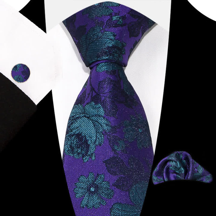 3-teiliges Herren-Set mit eleganten, exquisiten Blumenmustern