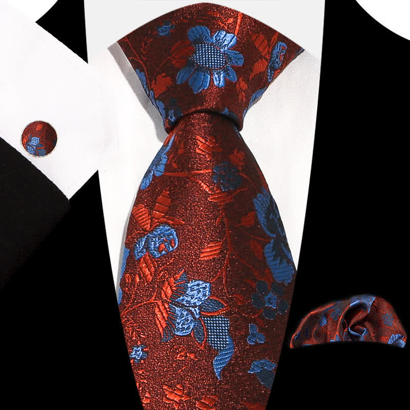3-teiliges Herren-Set mit eleganten, exquisiten Blumenmustern