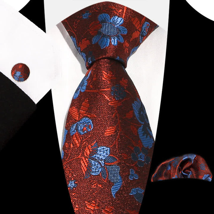 3-teiliges Herren-Set mit eleganten, exquisiten Blumenmustern