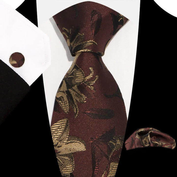 3-teiliges Herren-Set mit eleganten, exquisiten Blumenmustern