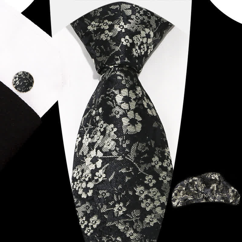 3-teiliges Herren-Set mit eleganten, exquisiten Blumenmustern