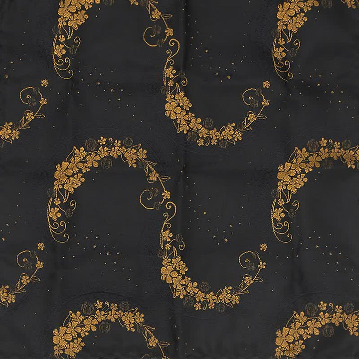 3Pcs Männer Gold Schwarz Exquisite Paisley Stickerei Krawatten-Set