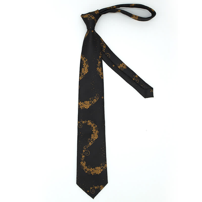 3Pcs Männer Gold Schwarz Exquisite Paisley Stickerei Krawatten-Set