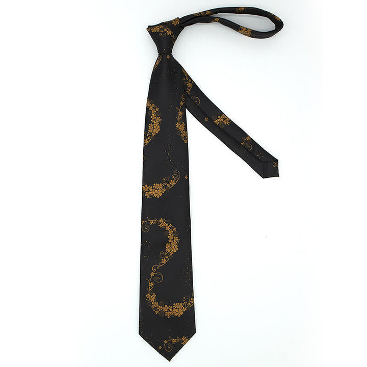 3Pcs Männer Gold Schwarz Exquisite Paisley Stickerei Krawatten-Set