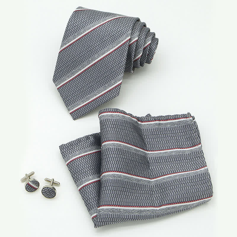 3-teiliges Herren Casual gestreiftes Bürozubehör-Krawatten-Set