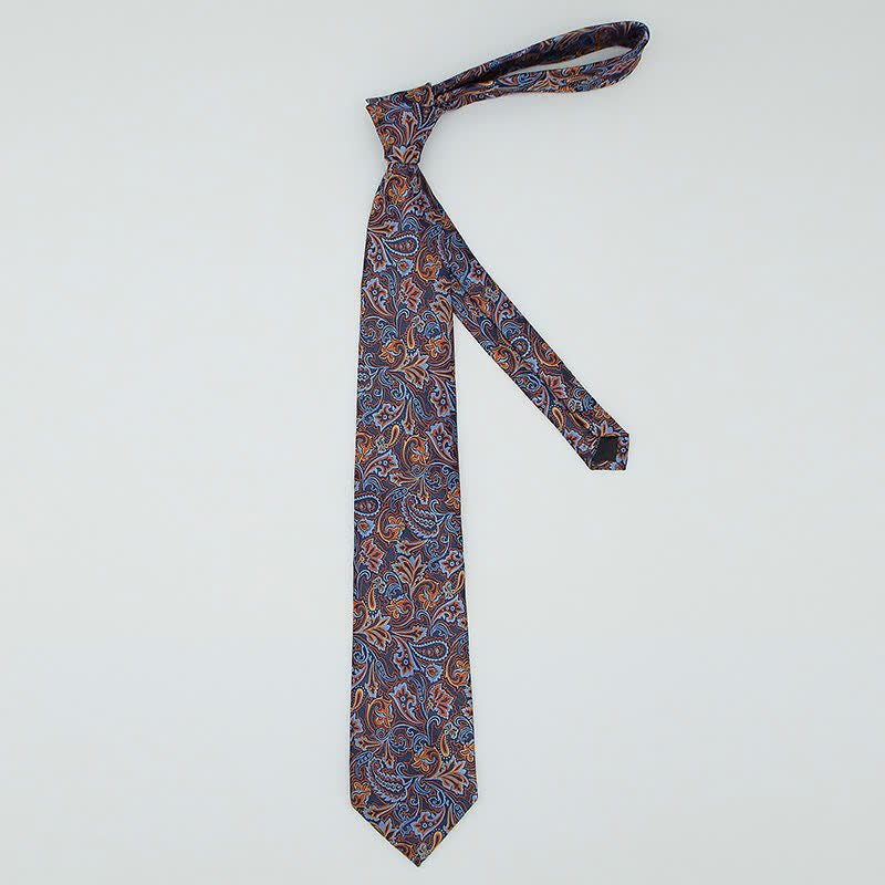 3-teiliges Herren-Set mit schöner blauer und orangefarbener Paisley-Fliegenkrawatte