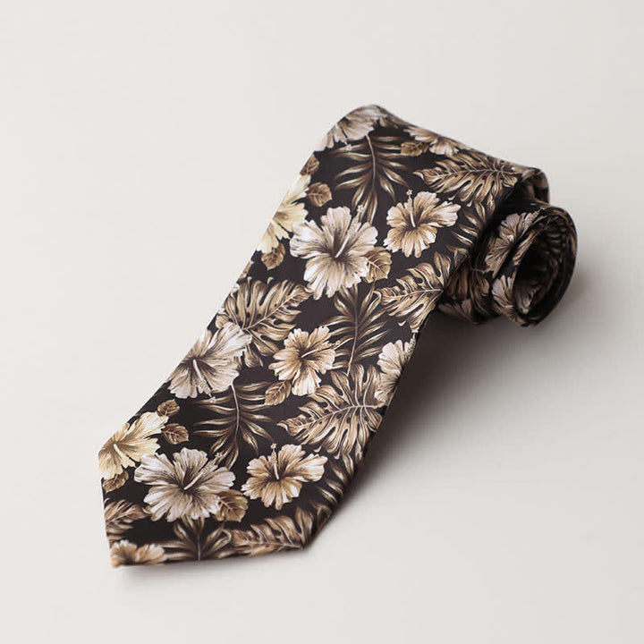 Herren Schwarz   Braun Zarte Blumenmuster Krawatte