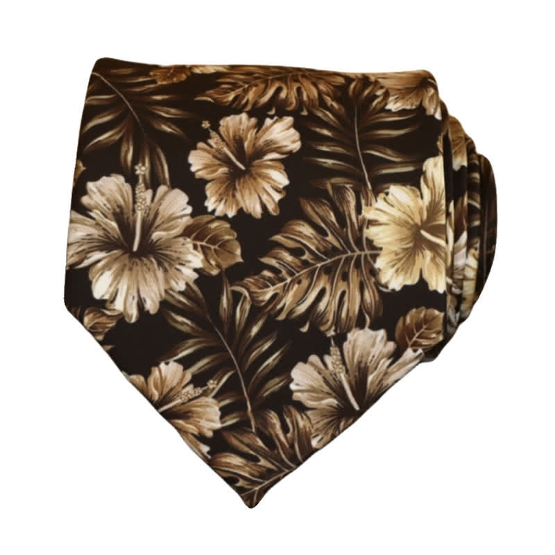 Herren Schwarz   Braun Zarte Blumenmuster Krawatte