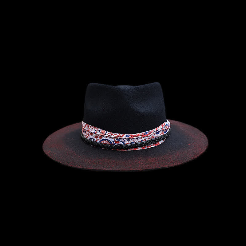 Lustiger roter Paisley-Bandgürtel schwarzer Cowboyhut - image 3
