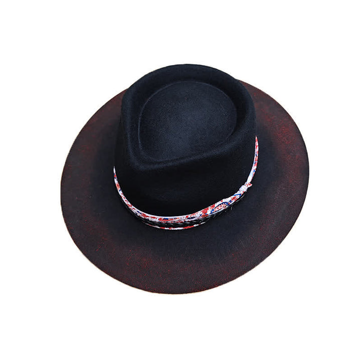 Lustiger roter Paisley-Bandgürtel schwarzer Cowboyhut