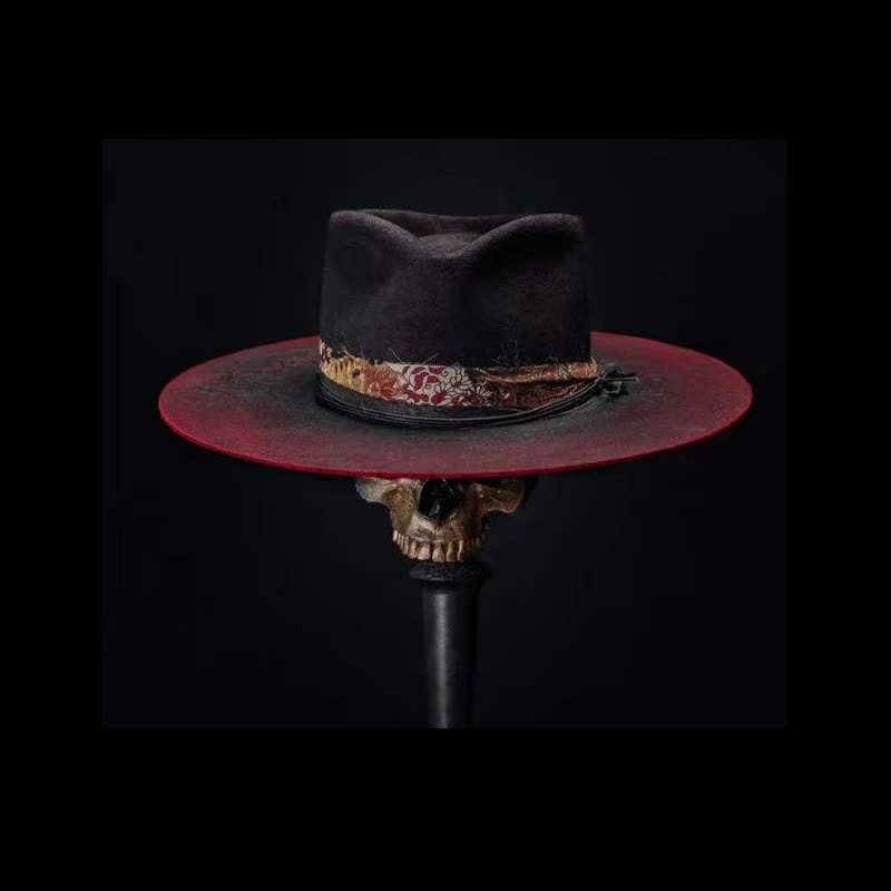 Lustiger roter Paisley-Bandgürtel schwarzer Cowboyhut - image 0