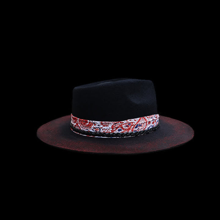 Lustiger roter Paisley-Bandgürtel schwarzer Cowboyhut