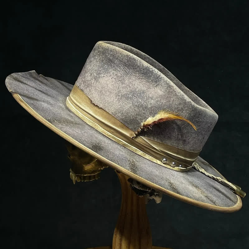 Dunkelgrau Old-Fashioned Fedoras Feather Cowboy Hat - Dunkelgrau - L (23 1/4"-23 5/8") - image 0