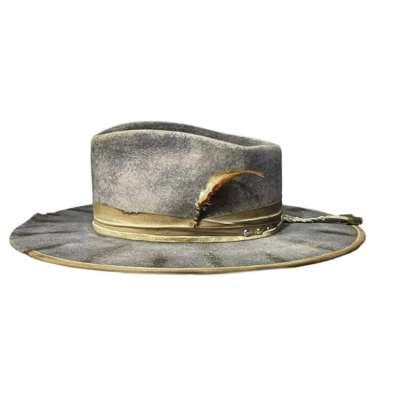 Dunkelgrau Old-Fashioned Fedoras Feather Cowboy Hat - image 1
