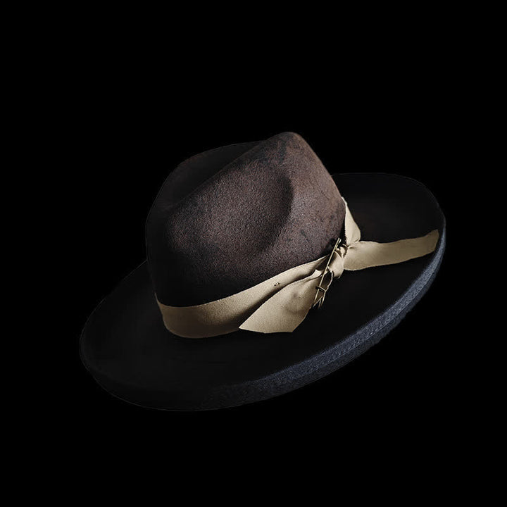 Schwarzer Wollfedora mit Schleife und Cowboyhut - image 2